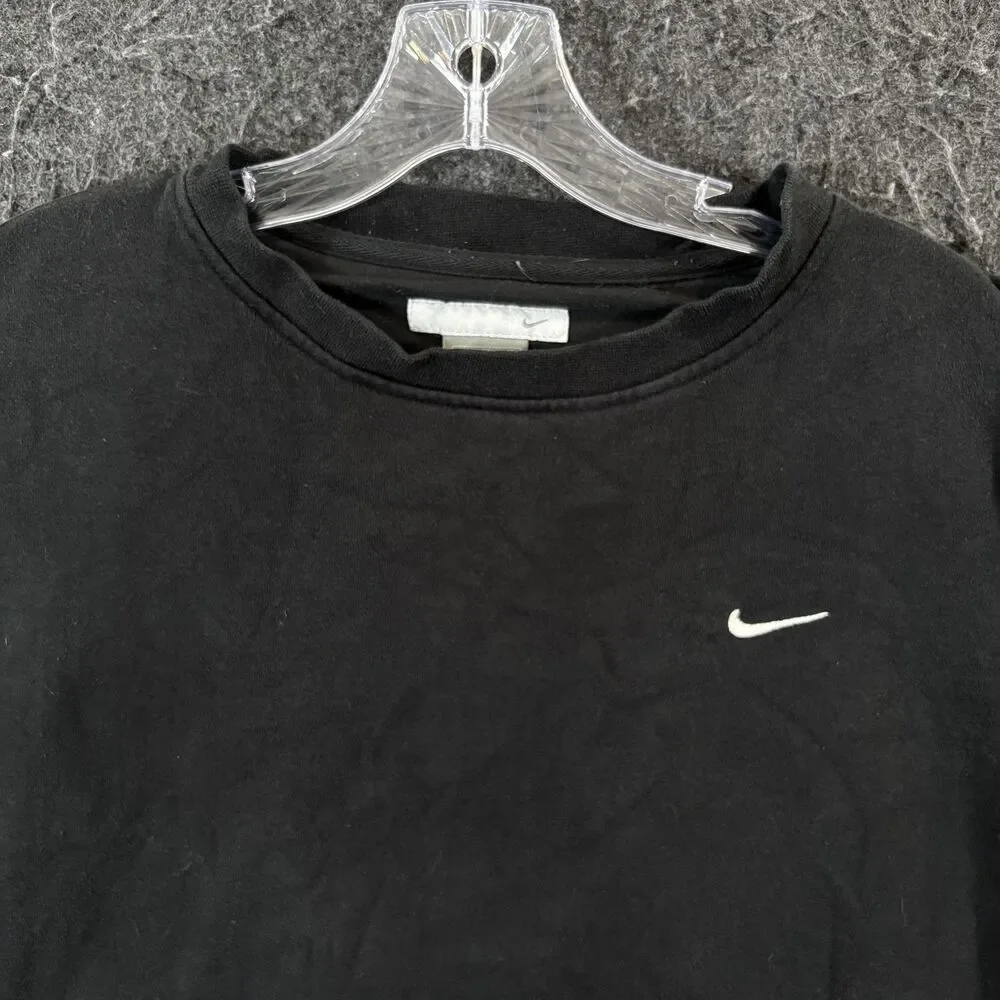 Nike Sweatshirt Women's Medium Black Small Swoosh Fleece Crewneck Pullover